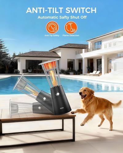 Tabletop Heater Patio Heater, 11,000 BTU Propane Patio Heater for Commercial, Balcony & Porch, Quartz Glass Tube, Portable Small Heater For Outdoor Use - Black - Image 4