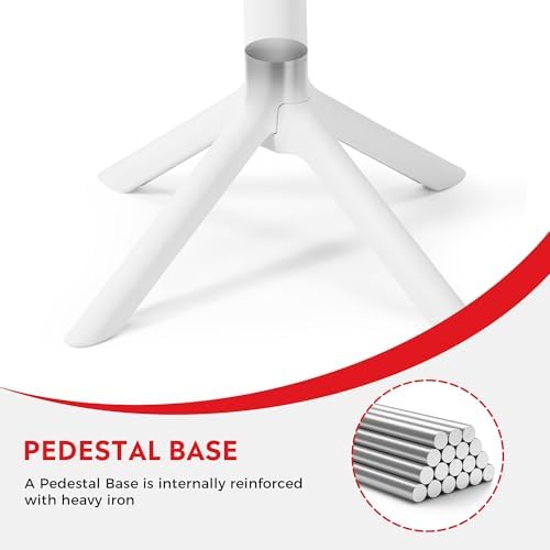 Costaelm Patio Table for 4-Person, Outdoor Patio PP Round Dining Table, All-Weather Bistro Dining Table for Backyard Deck Porch Poolside, White - Image 4