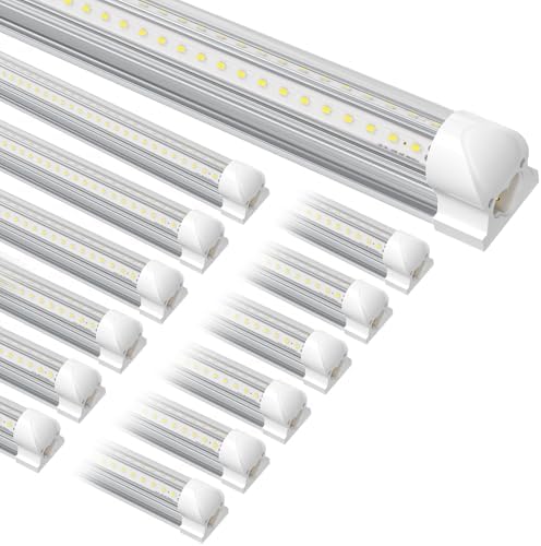 12-Pack T8 LED Shop Light 4FT, 42W 6300 Lumen 5000K Daylight, 4 Years Warranty, Linkable and Plug and Play Lights for Garage Ceiling Workshop Commercial Lighting, Non-Dimmable by SUSLUM