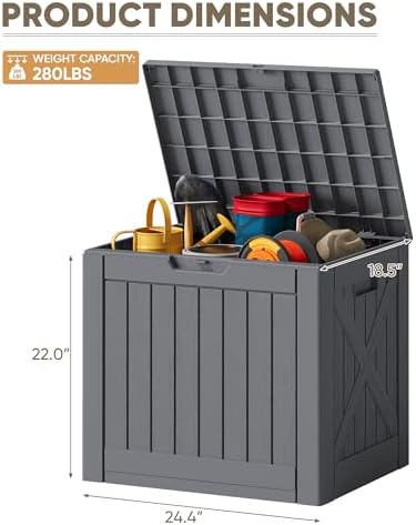 JUMMICO 42 Gallon Resin Deck Box Waterproof Outdoor Storage Box - Image 4
