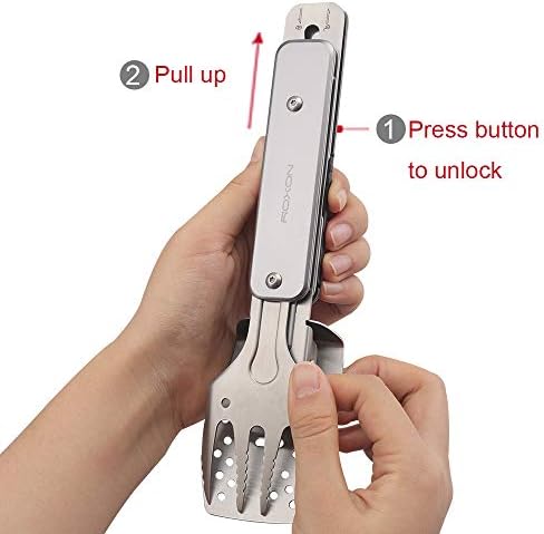 ROXON 4 in 1 Mini Folding BBQ Barbecue Combo Tool (Grey) - Image 2