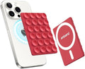 amBand Magnetic Sticky Phone Suction Grip for MagSafe, Removable for Wireless Charging, Durable Magnet Silicone Portable Mount Stand for iPhone 18 17 16 15 14 13, Hands-Free Video/Selfie, Cherry Red by amBand