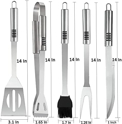 BBQ Grill Tool Set BBQ Grilling Accessories Set 8PC Barbecue Grill Tools Utensils Set for Outdoor with Spatula, Fork, Knife, Brush, Tongs, Seasoning Bottle Grilling Gifts for Men Dad - Image 6