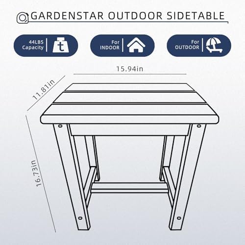 GARDENSTAR Adirondack Square Side Table,one-Tier Outdoor end Table, Patio Side Table for Pool,Porch,Backyard,Relaxing Companion (Blue) - Image 3