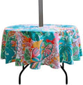 EHouseHome Outdoor and Indoor 60inch Round Tablecloth with Umbrella Hole and Zipper, Waterproof Zippered Patio Cloths, Spring/Summer Table Covers for Backyard Circular Table/BBQs/Picnic by EHouseHome