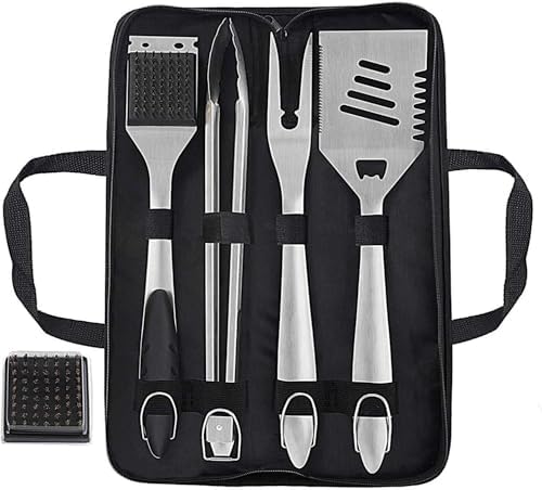 grilljoy 8PCS BBQ Grill Tools Set with Extra Thick Stainless Steel Spatula, Fork, Tongs & Cleaning Brush - Complete Barbecue Accessories Kit with Portable Bag - Perfect Grill Gifts for Father's Day - Image 2