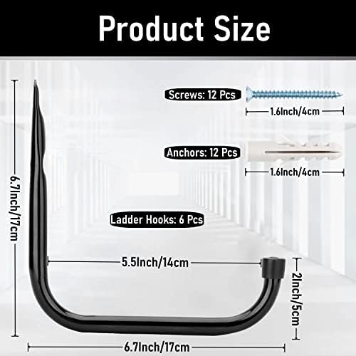 Heavy Duty Garage Hooks, 6.7Inch Wall Mount Garden Tools Storage Hook for Bike, Ladder, Chair, Garden Hose, Power Tool, Indoor Outdoor - Image 2