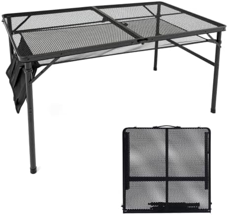 JOUYEK Folding Grill Table, 4x2 FT Portable Camping Height Adjustable Table by JOUYEK