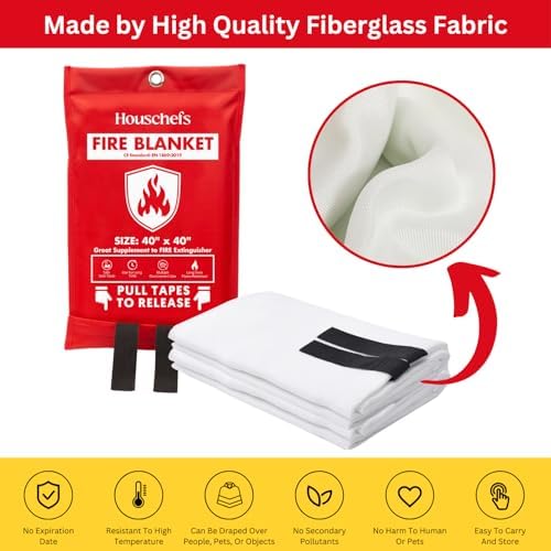 Emergency Fire Blanket for Home & Kitchen, Fiberglass Fire Suppression Blanket, 40" x 40" Heat Resistant Fire Safety Blanket for Grill, Fireplace, Camping, Car, Office & Emergency (Pack-04) - Image 7