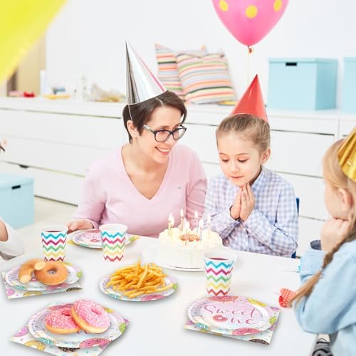 40pcs Donut Party Supplies,include 20 Dessert plate and 20 Napkin,Sweet one Party Plate Napkin Set,Used for Candyland Party Decoration - Image 6