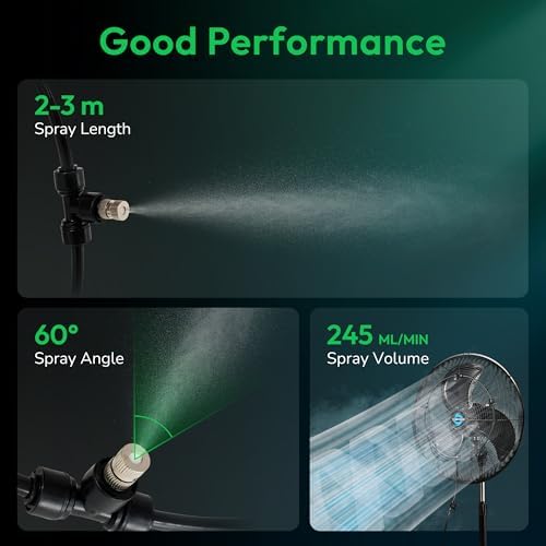 Tornado 13 Inch Misting Kit for Cooling Outdoor, Portable Misters for Outside Patio, Fan Water Mister system for Backyard/Porch/Garden,19.6FT Misting Line + 5 Brass Mist Nozzles, Fit most Outdoor Fans - Image 5