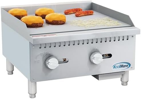 KoolMore 24 in. Natural Gas 2-Burner Griddle with 60,000 BTU in Stainless-Steel, ETL Listed (KM-GG2-24M) - Image 3