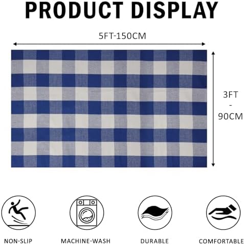 SEEKSEE Buffalo Plaid Outdoor Rug 3' x 5' Blue and White Front Door Mat, Layering Rug for Porch, Summer Doormat, Front Porch Rug for Outdoor Entrance Entryway Patio Porch Decor - Image 2
