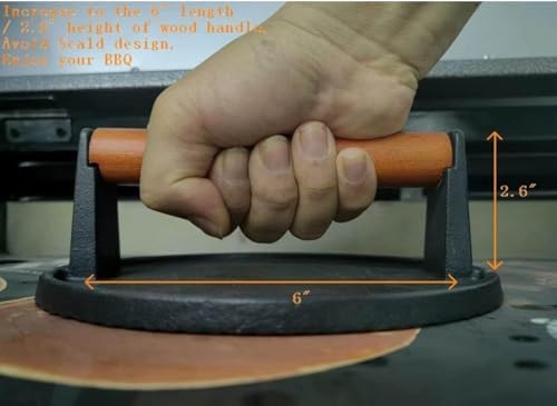 Firsgrill Cast Iron Grill Presses with Wood Handle (Round w Flat Bottom) - Image 4