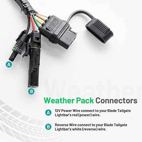 MECMO Quick Connect Adapter for Tailgate Light Bar LED Redline Amber Turn Signal Reverse Full Function, USCAR 7 Pin to 4 Pin Trailer Connector Wiring Harness w/Reverse & 12V Wire for Truck USCAR 7-Way - Image 3