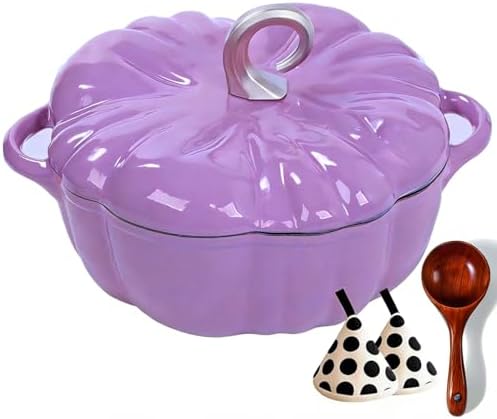 Pumpkin Enamel Cast Iron Dutch Oven 4 QT Cocotte Pot with Lid Dual Handles by Unknown