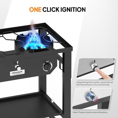 ROVSUN 2 Burner Propane Gas Stove with Foldable Workstation & Auto-Ignition - Image 4