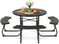 COSTWAY Round Outdoor Picnic Table with Bench Set for 4-8 People (Black) by COSTWAY