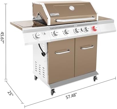 Royal Gourmet GA5403C 5-Burner Propane Gas Grill with Side Burner, Coffee - Image 3