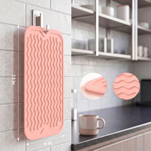 MicoYang Silicone Dish Drying Mat for Multiple Usage,Easy clean,Eco-friendly,Heat-resistant Silicone Mat for Kitchen Counter or Sink,Refrigerator or Drawer Liner Pink S 12 inches x 6 inches - Image 2