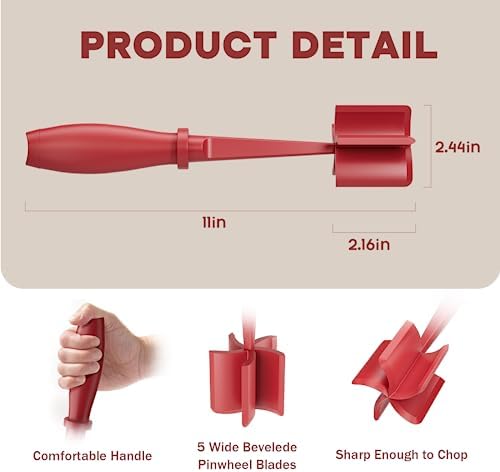 2 Pcs Meat Chopper, Upgrade Hamburger Grinder, Premium Heat Resistant Meat Masher for Ground Beef, Ground Turkey and More, Non Stick Mix Chopper, Hamburger Smasher Safe-Red - Image 2