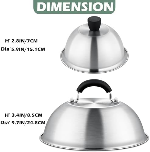 Leonyo 9.7IN-6IN Stainless Steel Griddle Basting Cover Dome, 3 Pack - Image 2