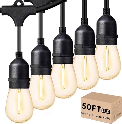 Svater Outdoor String Lights 50 FT Outside LED Patio Light E26 Waterproof by Svater