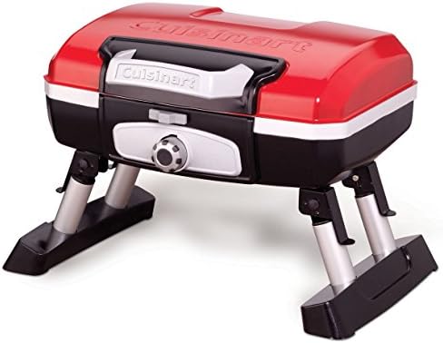 Cuisinart Petite Gourmet Portable Gas Grill, Compact Portable Grill Propane, 150 Sq. In. Cooking Surface, 5,500 BTU Burner Small Gas Grills for Camping, BBQ, Folding Legs and Carry Handles, Red by Cuisinart