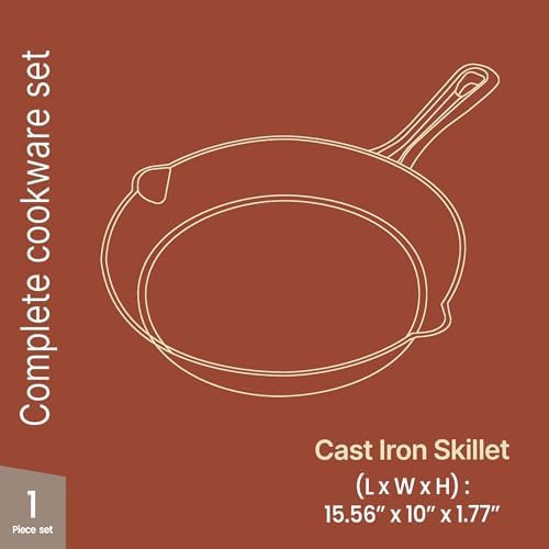 Bakken 10" Cast Iron Skillets, Pre-Seasoned Frying Pan with Even Heat Retention Cooking, Versatile for Stove, Oven, Grill & Campfire, Easy-Grip Handles, Hand Wash Only, 4.41 lbs - Image 2