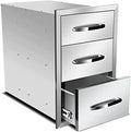 AHLOKI Stainless Steel with Chrome Handle BBQ Island Drawers for Outdoor Kitchen Or Grill Station,14Wx21Dx21H by RIGMEC