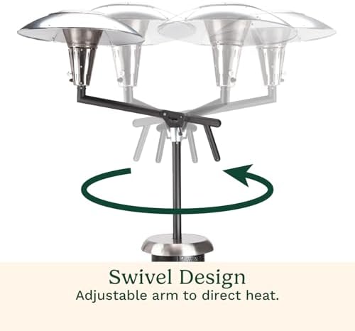 Cuisinart Perfect Position Propane Patio Heater, 38,200 BTU Powerful Directional Stainless Steel Outdoor Heater with Hidden Tank and Drink Table, Swivel Arm and Reflective Heat Shield - Image 3