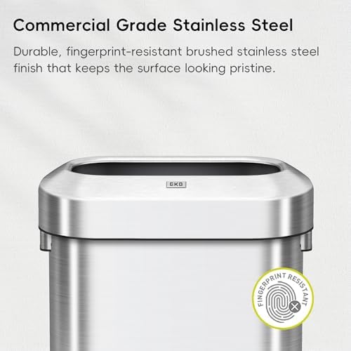 EKO Urban 16 Gallon/60 Liter Open Top Stainless Steel Slim Commercial Trash Can, Tall Kitchen Trash Bin, Heavy-Duty Commercial Grade Large Garbage Bin for Home, Office, Hotel, Cafe, Restaurant, Dorm - Image 3