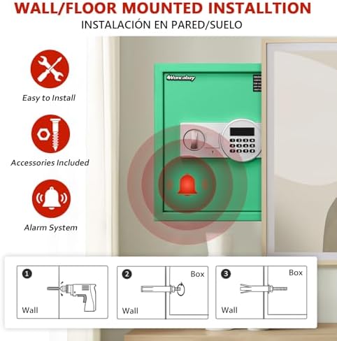 Voncabay Money Safe Box for Home with Digital Keypad, 1.5 Cu. Ft., Green - Image 3