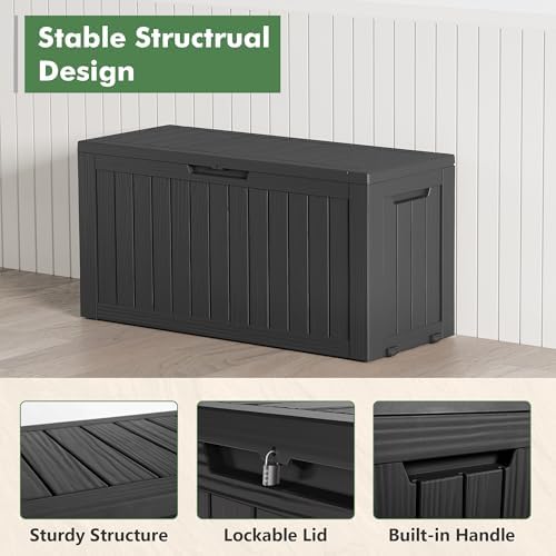 Outdoor Storage Waterproof Deck Box for Patio (80 Gallon, Black) - Image 5
