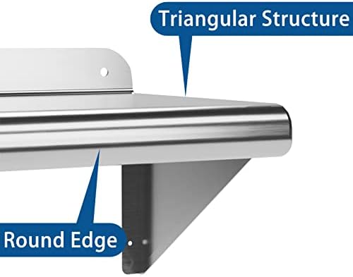 Garvee 12 in x 48 in Stainless Steel Shelf NSF Certified Appliance & Equipment Metal Shelving Mount Shelf with Backsplash for Kitchen, Restaurant, Garage, Laundry, Utility Room - Image 4