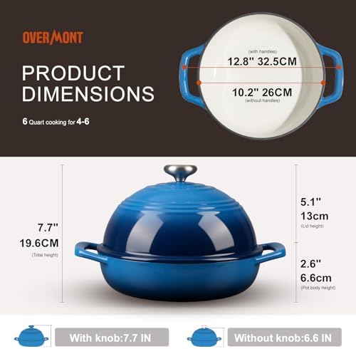 Overmont Enameled Cast Iron Dutch Oven, 6QT Bread Oven with Dome Lid Recipe - Image 5