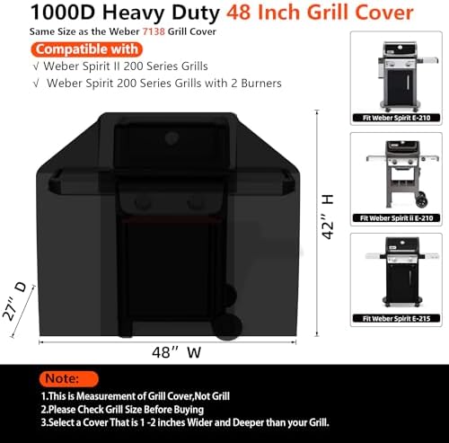 [Upgraded 1000D Heavy Duty Fabric] 48 inch Grill Cover for Outdoor Grill - Image 2