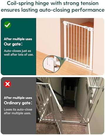 Babelio 29-43" Magnetic Baby Gate for Stairs,Doorways House,Kitchen,30" Tall Pet Door with Baffles,Pressure Mounted & Dual-Lock Design Safety for Kids Toddler,Auto-Close/Hold-Open,White - Image 4