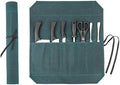 Denifiter Heavy Duty Waxed Canvas Chef Knife Storage Roll Bag With 7 Slots, Waterproof And Durable (Dark Green) by Denifiter