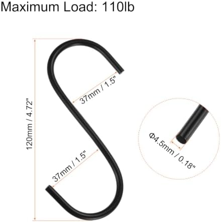 HARFINGTON 4pcs Long S Hooks 4 Inch Extra Long Metal S-Shaped Hanging Hooks High Manganese Steel S Hanger Storage Organizing Tool for Kitchen Garden Bathroom Garage Closet, Black - Image 2