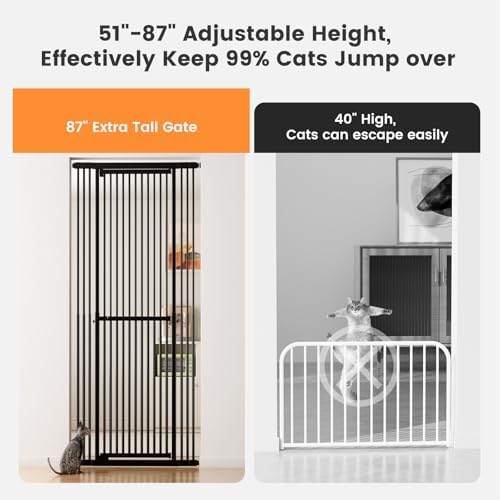 Extra Tall Cat Gate 51"-87" Height Adjustable Pressure Mounted 4 Extensions - Image 4