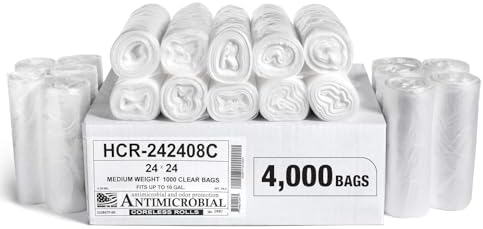 Aluf Plastics 10 Gallon 8 Micron (eq) Clear Trash Bags 24" x 24" 4000 Count by AlufPlastics
