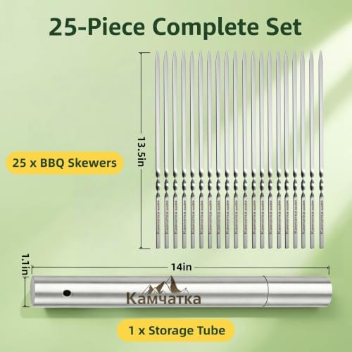 25 Pack Flat Non-Slip Stainless Steel Skewers - Image 2