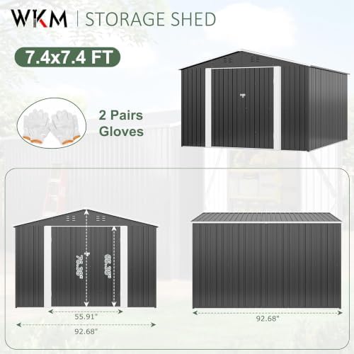 WKM 8X8 FT Outdoor Storage Shed Black - Image 5