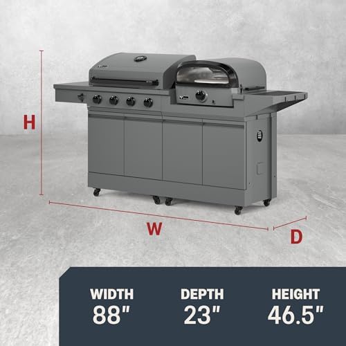 Tytus 2-in-1 Gas Grill 4-Burner, Pizza Oven, Prep Cart, 721 sq in - Image 2
