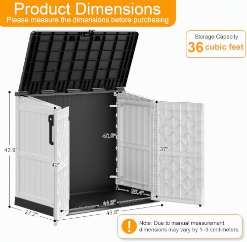 Outdoor Storage Box & Cabinet 36 Cu Ft, Patio Storage Box, White - Image 7