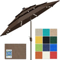 EliteShade USA 10-Year-Non-Fading 9ft 3-Tier Market Patio Umbrella, Commercial Table Umbrella with 80 Solar LED Lights, Crank Open, Windproof & UPF 50+ UV Protection for Garden, Deck, Pool, Backyard, Chestnut by EliteShade