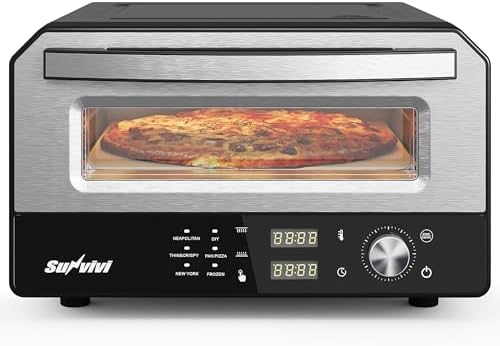 Pizza Oven Indoor Outdoor: Heats up to 750℉, Up to 12" Electric Countertop Pizza Maker with 6 Presets, Control Knob, Portable Pizza Cooker Warmer for Home, Camping, Pizza Stone, Pizza Peel by LightUpLife