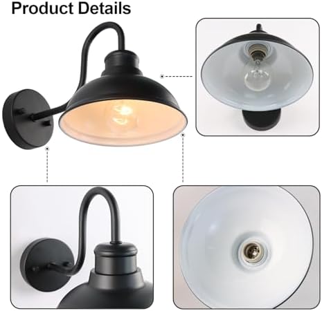 Gooseneck Barn Light Outdoor Wall Lights 8" Exterior Lighting Fixtures - Image 3