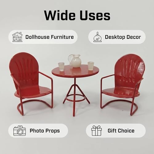 6 PCS Dollhouse 1:12 Scale Miniature Iron Table Chairs Set - Image 5